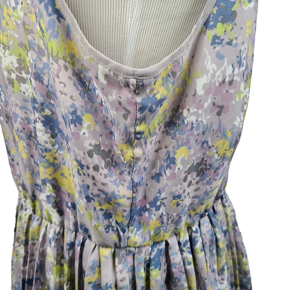 LC Lauren Conrad pleated floral tank dress women's 12 lavender lined pull-on - Picture 9 of 16